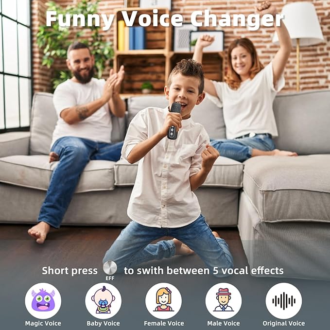 Karaoke Machine for Kids Adults - Portable Bluetooth Speaker with 2 Wireless Microphones, Singing Machine for Home Party, Birthday Gifts for Girls Boys Ages 4, 5, 6, 7, 8, 9, 10, 11, 12+ Years Old