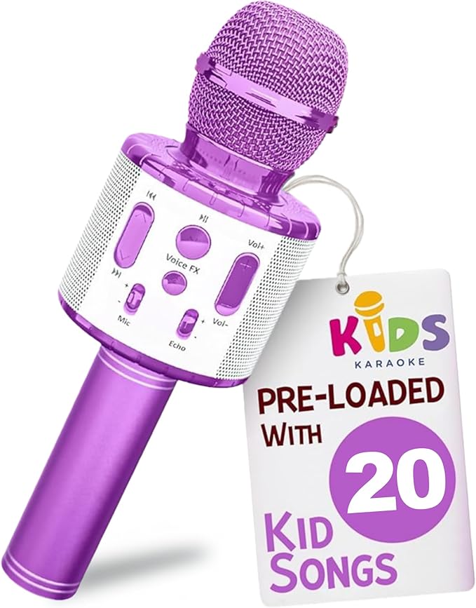 Move2Play, Kids Karaoke Microphone | Includes Pre-Loaded Songs & Bluetooth | Kids Birthday Party Gift | Toy for All Ages 2, 3, 4, 5, 6+ Year Old Girls, Boys & Toddlers