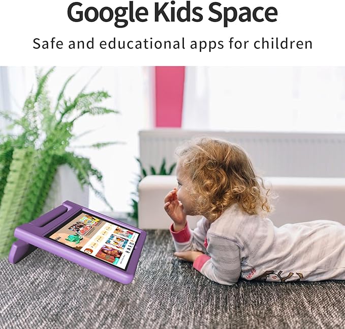 JREN Tablet for Kids｜10 Inch Kids Tablet Android 14｜Octa-core｜64GB｜WiFi ｜Bluetooth｜Parental Control｜Children Content｜Children Toddler Purple