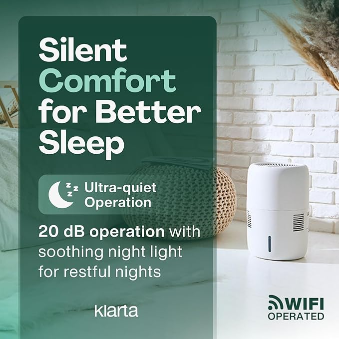 Humea Smart Evaporative Humidifier with WiFi & App Control - 3L Tank, 4 Speeds, 300ml/h - Quiet, Mist-Free, No White Dust - Nightlight - For Allergies, Dry Skin, Better Sleep - White