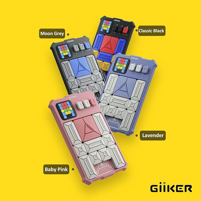 GiiKER Super Slide Puzzle Games, Original 500+ Challenges Brain Teaser Puzzle, Toys for Kids, Travel Games Birthday Gifts Easter Basket Stuffers for Boys Girls, Activities for Road Trips - Moon Grey