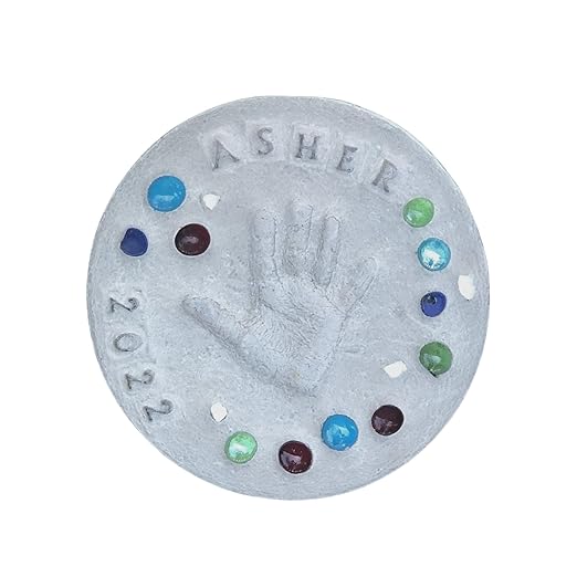 Large DIY Handprint Stepping Stone Kit, Mother's Day Gift, Footprint Stepping Stone (10 Inch + Stamp Set)
