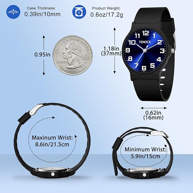 Kids Analog Watch Boys Girls, 30M Waterproof, Sports Watch for Boys, Easy to Read Children's Thin Dial Wrist Watches with Soft Band, for Ages 5-15 Kids Great Birthday Gifts Christmas Day