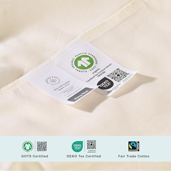 FABDREAMS Organic Quilted Mattress Protector Full Size | Mattress Pad| Mattress Cover| Naturally Breathable | Noiseless| Fits up to 17" Deep Pockets| Temperature Regulating | Ivory