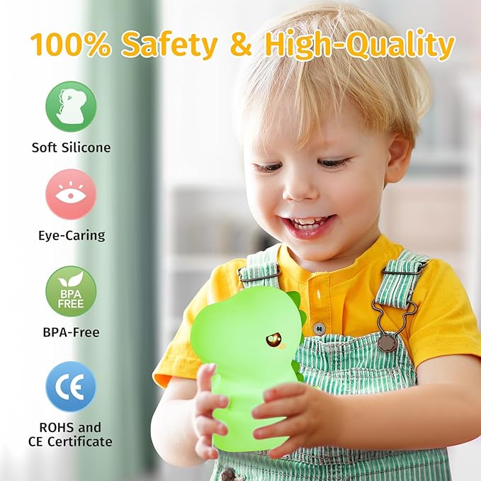 One Fire Dinosaurs Night Lamp, Remote 16 Colors Baby Night Lights for Nursery,Dimmable Dinosaur Lights for Bedroom Decor,Rechargeable Night Light for Baby Nursery,Silicone Dinosaur Gifts for Boys Toys