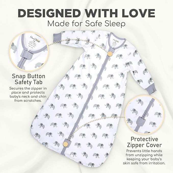 Mama Cheetah Baby Sleep Sack with Sleeves, 0.5 TOG Organic Cotton Wearable Blanket and Two-Way Zipper, Swaddle Transition Long Sleeve Sleeping Bag for Newborn Infant Toddler, 0-6 Months