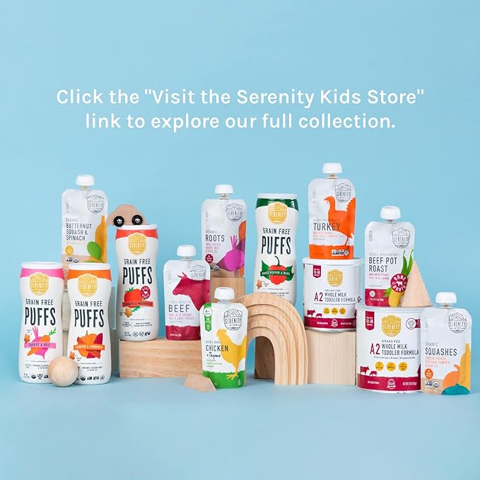 Serenity Kids 6+ Months USDA Organic Veggie Puree Baby Food Pouches | No Sugary Fruits or Added Sugar | Allergen Free | 3.5 Ounce BPA-Free Pouch | Squashes | 1 Count