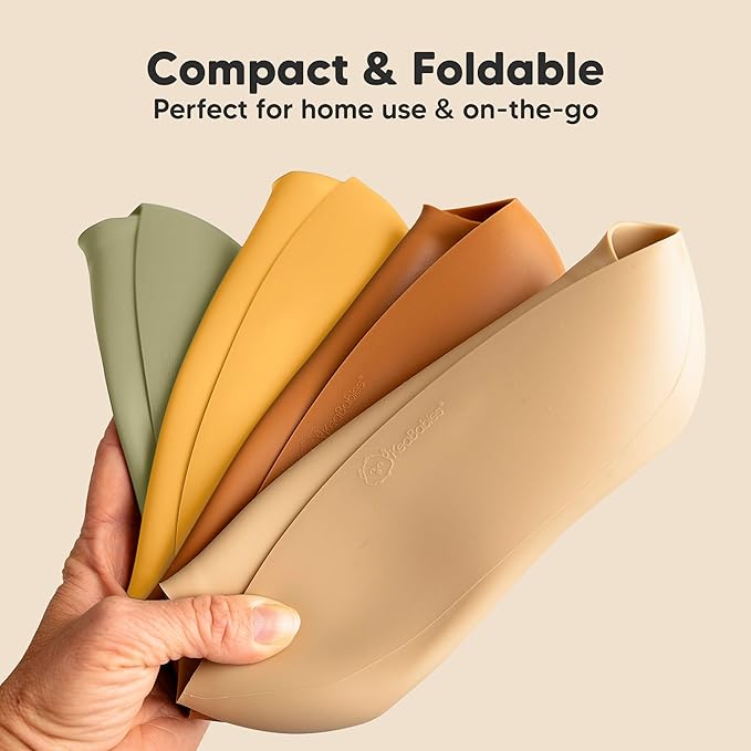 KeaBabies 2-Pack Silicone Baby Bibs for Eating - Sturdy Food-Grade Silicone Bibs for Babies Girl, Boy, Large Food Catcher, Clean & Put On Easily, Waterproof Toddler Feeding Essentials (Forest)