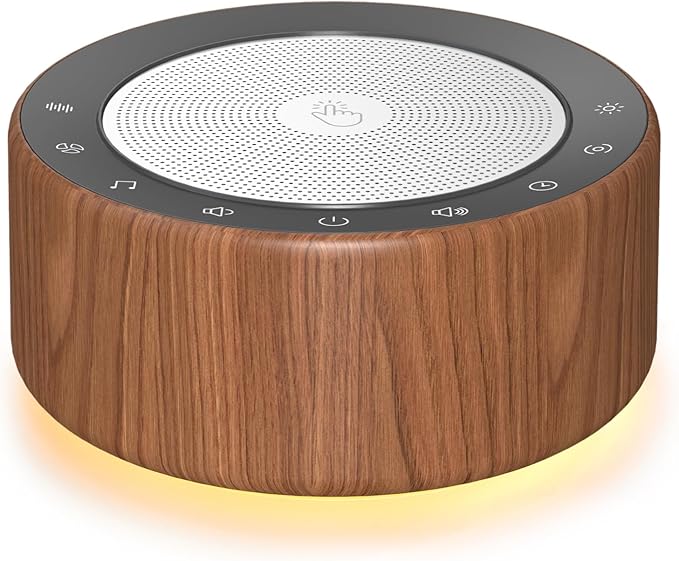 Nursery Lamp with Sound Machine, Mood Lighting, 7 Colors Night Light, 30 Soothing Sounds, White Noises for Baby, Adults. Timer, Plug in, Memory Function, Touch Control