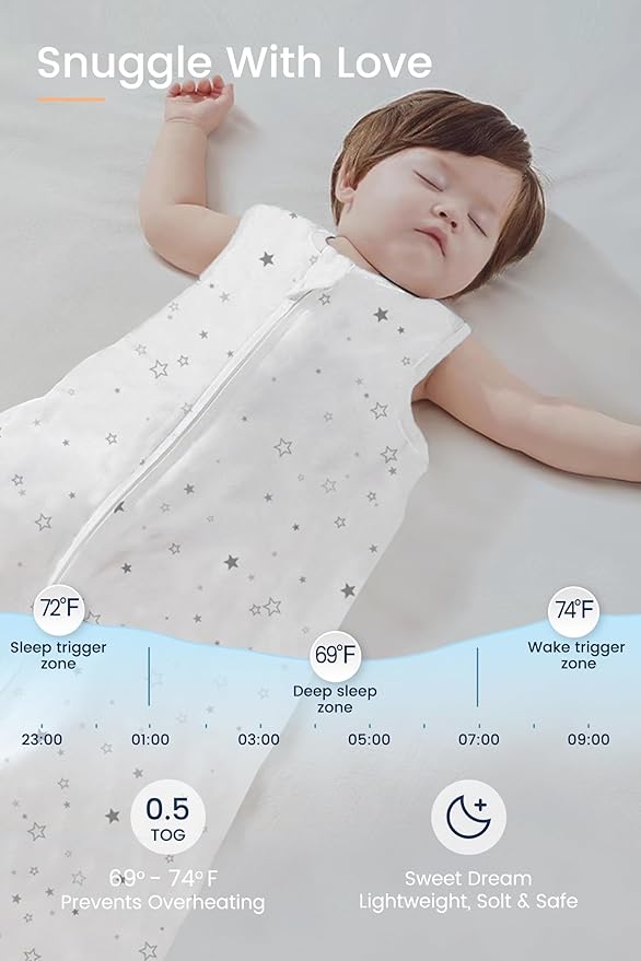 TotAha Toddler Sleep Sack 2T-3T-4T for Girl, 0.5 TOG Summer Light Sleeping Sacks, Soft Wearable Blanket Baby Sleep Bag with 2-way Zipper,Pink Rainbow