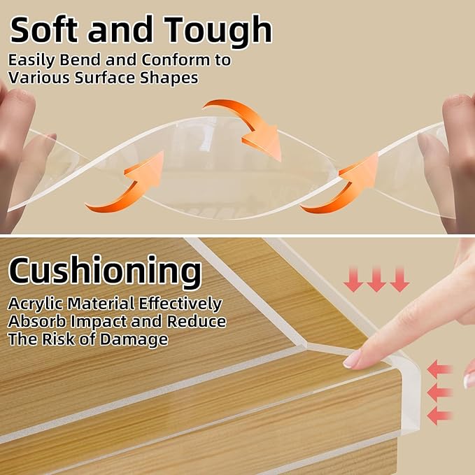 2Pack Clear Edge Protector,Safe Corner Protector, Anti-Sharp Edge Protector, for Furniture, Drawers, Tables, Cabinets 1.57inX3.28FT