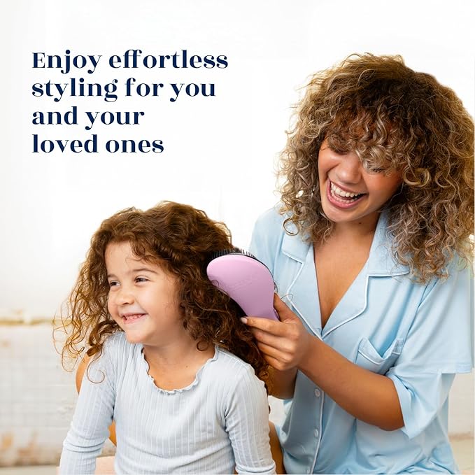Crave Naturals Biggie Glide Thru Hair Brush - Detangler Brush for Curly, Straight, Wet or Dry Hair - Gentle Detangling Brushes for Adults, Kids, Toddlers - Hair Accessories for Women, 8.4"x3.4" - Pink
