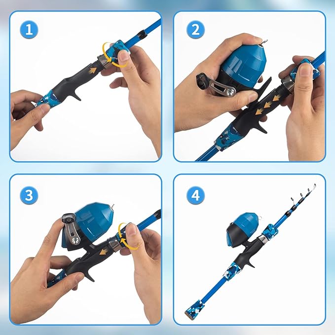 Kids Fishing Pole Kit Set，Portable Telescopic Fishing Rod and Reel Combo Full Kits for Boys, Girls, Beginner, Youth