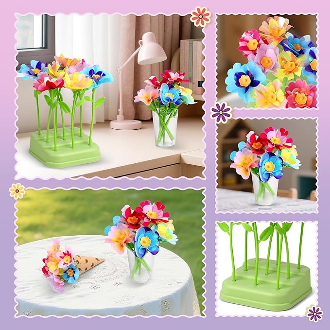 Hetbls Fabric Flower Bouquets Toys, Arts and Crafts Kits for Kids Age 3-12, Educational Gifts for 3 4 5 6 7 8 9 10 11 12 Year Old Toddler Girls, Great for B-Day Birthdays Activities Holidays Parties