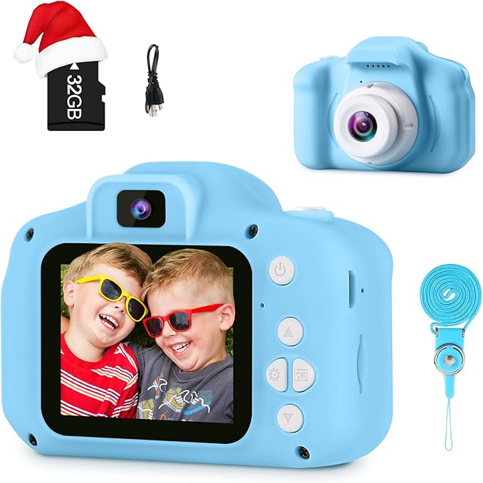 GKTZ Toys for Girls Age 3-8, Kids Camera Digital Video Toddler Camera Children Camcorder Birthday Gifts for 3 4 5 6 7 8 Year Old Girls with 32GB SD Card