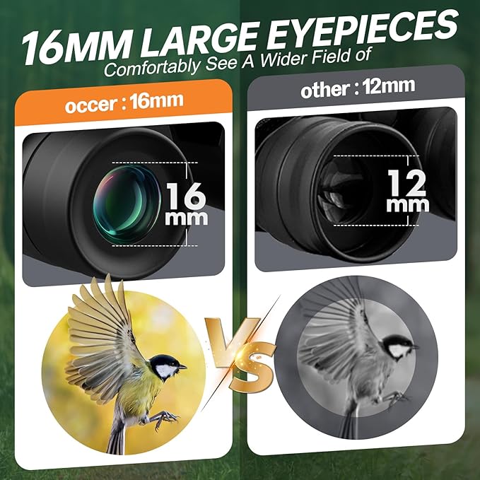 15x30 Compact Binoculars for Adults and Kids - Occer Large View High Powered Binoculars for Bird Watching - Lightweight Easy Focus Binocular with Low Light Vision for Outdoor Hunting Travel - Black
