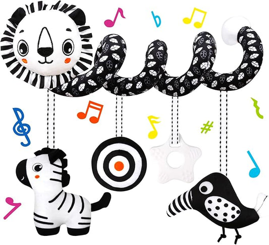 Black and White High Contrast Baby Toys - Sensory Infant Hanging Carseat & Stroller Toy for Newborns 0-6,6-12Months Perfect Easter Birthday & Baby Shower for Babies Boys Girls