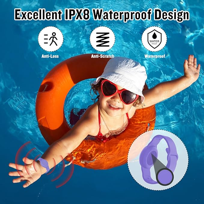 4 Pack Waterproof Bracelet for AirTag Kids, Hidden Silicone Wristband for AirTag, GPS Tracker Case for Air Tag Holder Strap Band for Child Toddler, Secure Anti-Loss Protection