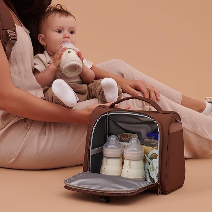 JuJuBe Insulated Bottle Bag, Breastmilk Storage Bag for Baby Bottles, Travel Insulated Lunch or Cooler with Handle, Waterproof Lining for Nursing, Milk, Food, Baby Formula, Snacks, Daycare, Espresso