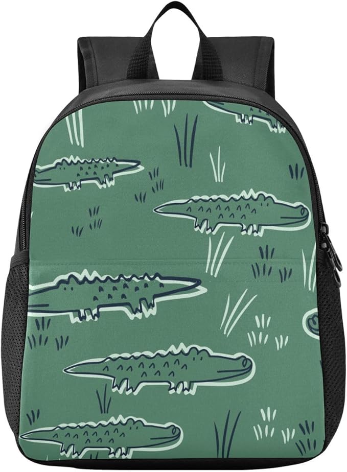 Cute Alligator Crocodile Toddler Backpack Waterproof Mini Backpack Boys/Girls Cute Small Backpack Kindergarten Pre School Bags (M