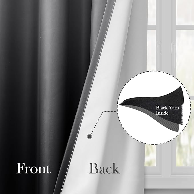 HOMEIDEAS Black Ombre Blackout Curtains 52 X 96 Inch Length Gradient Room Darkening Thermal Insulated Energy Saving Grommet 2 Panels Window Drapes for Living Room, Bedroom