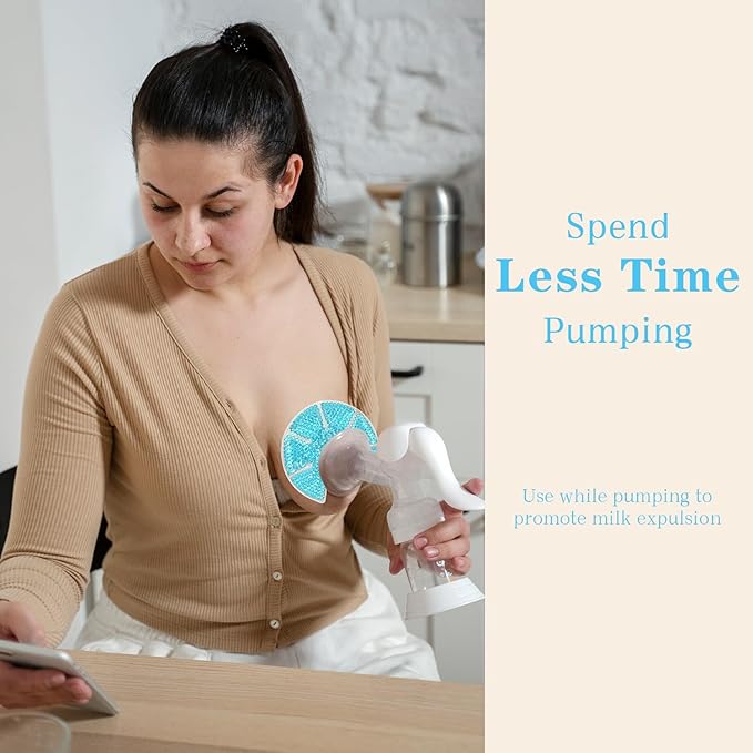 Hot/Cold Breast Gel Bead Ice Packs Breast Cooling/Heat Pads Relief for Breastfeeding, Nursing Pain, Mastitis, Engorgement, Swelling, Plugged Ducts | Boost Milk Let-Down & Production,2 Pack (Blue)