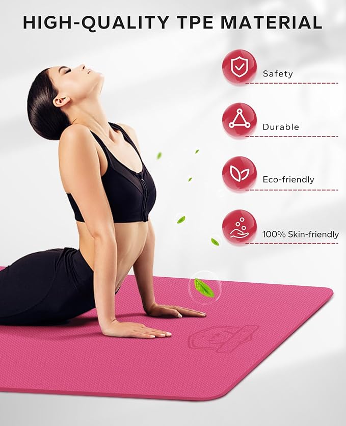 HAPBEAR Extra Large Yoga Mat - 72"x48"/78"x54", 1/4" & 1/3" Thick, Non-Slip, Durable, Eco-Friendly, Wide Exercise Mat for Home Workouts, Yoga, Pilates, Stretching, Meditation (Barefoot Exercise)