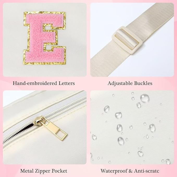 YOOLIFE 30th 40th 50th 60th 70th Birthday Gifts for Women Mom Daughter Friend, Personalized Gifts for Women, Initial Fanny Pack Belt Bag Crossbody Bags, Beige N