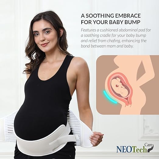 NeoTech Care Pregnancy Support Maternity Belt, Waist/Back/Abdomen Band, Belly Brace (Size XXL, Ivory Color)