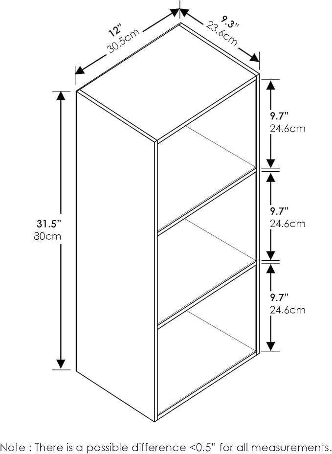 Furinno Luder Bookcase / Book / Storage , 3-Tier, Blackwood