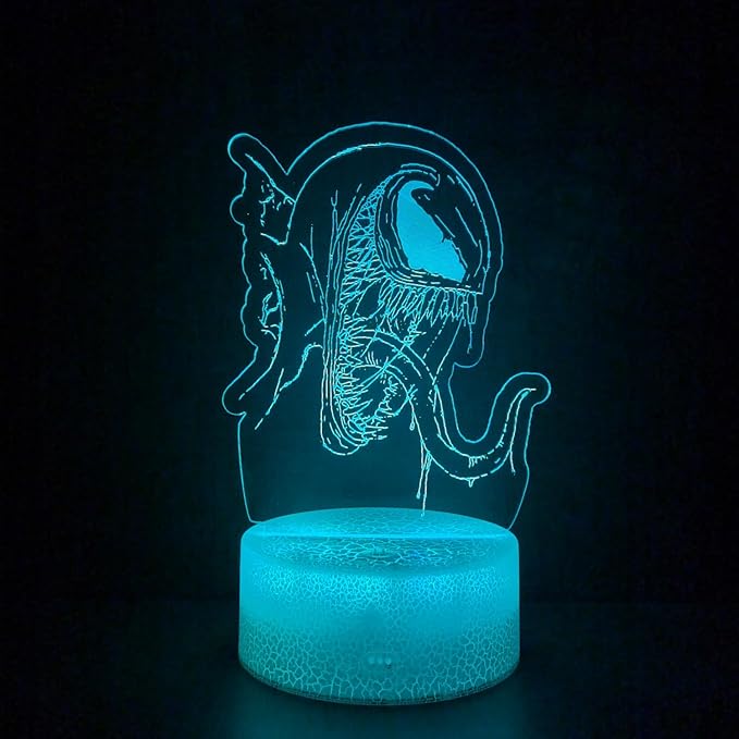 3D Night Light, Alien Monster Illusion Table Lamp with 16 Colors Remote Control Touch Lamp LED USB Night Light Desk Lamps Room Decorations Home Decor Holiday Birthday Light
