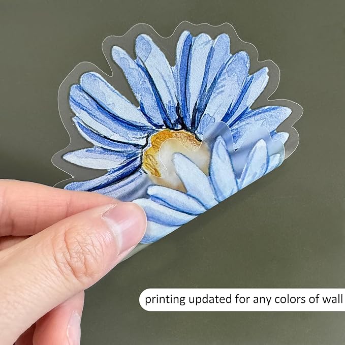 YouRfocus Blue Daisy Wall Decals | 33 PCS Boho Flower Stickers for Girls' Rooms, Playrooms, and Nurseries | Dual Layer Print for High Coverage | Removable Peel and Stick Wall Decor | 6 Sheets