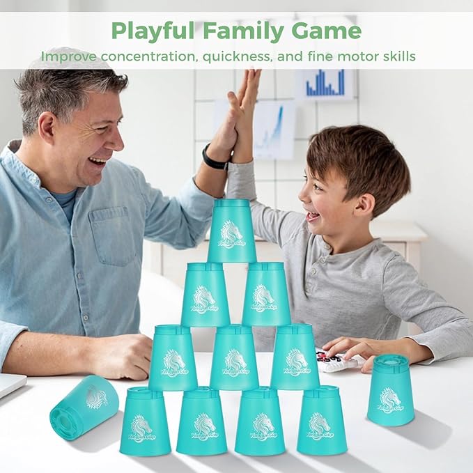 yeesport 48 PCS Sport Stacking Cups, Sport Training Game for Challenge Competition, Plastic Stacking Cups, Classic Family Game for Youth and Adults, Red+Blue+Green+Yellow