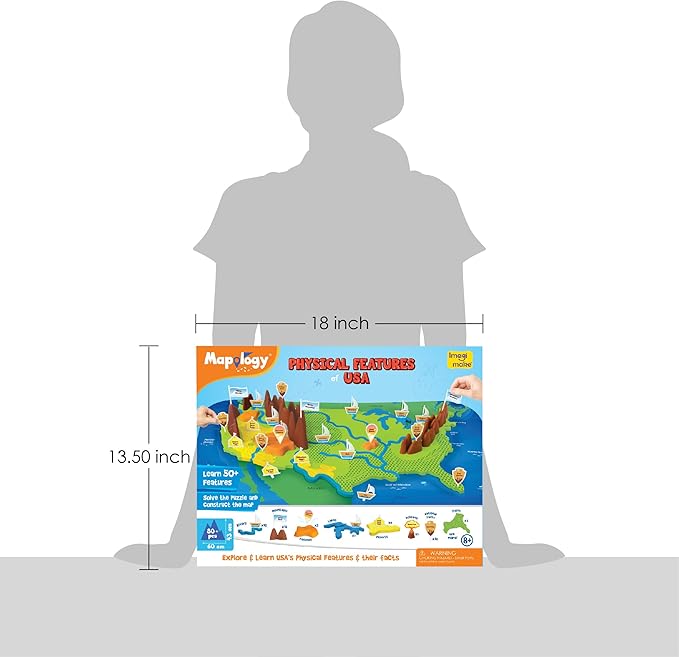 Imagimake Mapology Physical Features USA Puzzle | Mountains, National Parks, Rivers & Lakes 3D Puzzle Toys for Ages 8-13 | Educational Toys | Classroom Must-Haves | Back to School Gifts for Kids 6-12