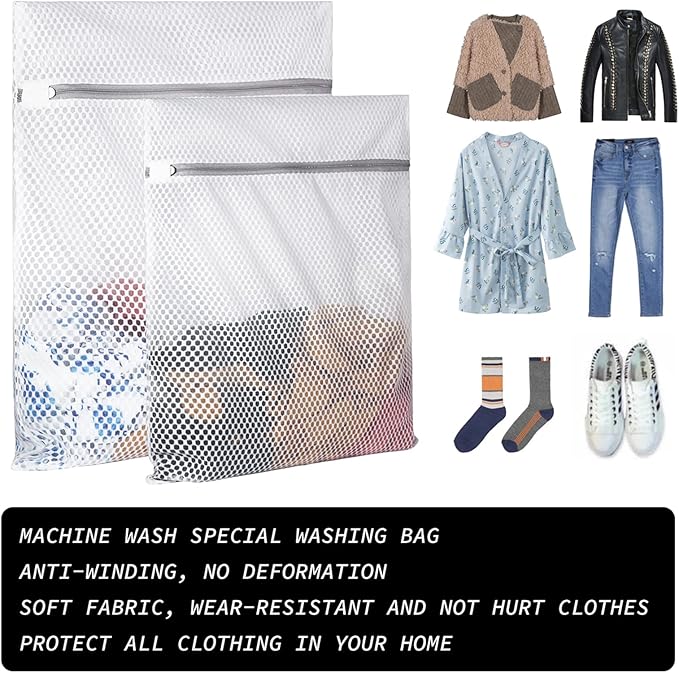 Delicates Laundry Bag - 2 Pack Durable Honeycomb Mesh Lingerie Wash Bag