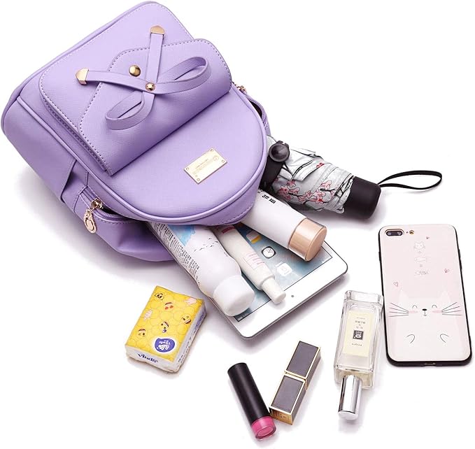 I IHAYNER Girls Bowknot Cute Leather Backpack Mini Backpack Purse for Women