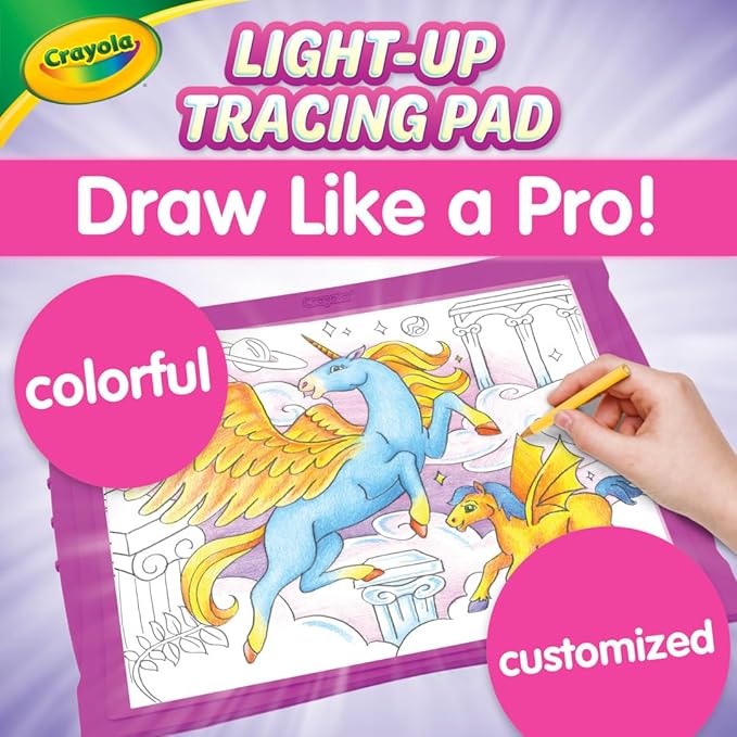 Crayola Light Up Tracing Pad - Pink, Writing & Drawing Art Kit for Kids, Kids Toys & Games, Tracing Light Box, Sketching Gifts for Girls & Boys, 6+ [Amazon Exclusive]