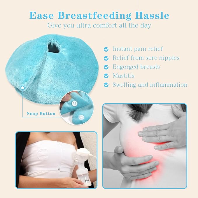 Hot/Cold Breast Gel Bead Ice Packs Breast Cooling/Heat Pads Relief for Breastfeeding, Nursing Pain, Mastitis, Engorgement, Swelling, Plugged Ducts | Boost Milk Let-Down & Production,2 Pack (Blue)