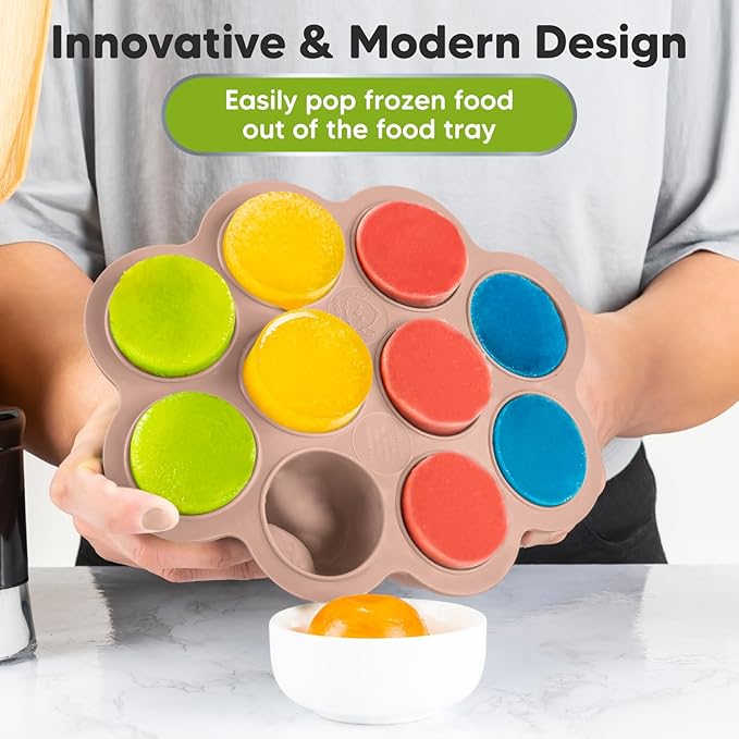 KeaBabies Silicone Food Freezer Trays with Lid, 2oz x 10 Pods Baby Food Storage Containers, Easy Puree Meal Prep, Breast Milk Silicone Freezer Molds, Dishwasher,Microwave Safe,BPA-Free Tray(Dusk)