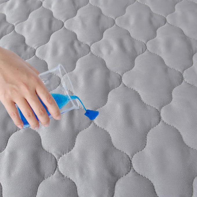 Waterproof Crib Mattress Protector Pad Cover 28" x 52", Anti Slip & Absorbent Waterproof Bed Pads for Standard Crib/Toddler Bed Quilted Machine Washable (Quilted Improved Thickness) Grey