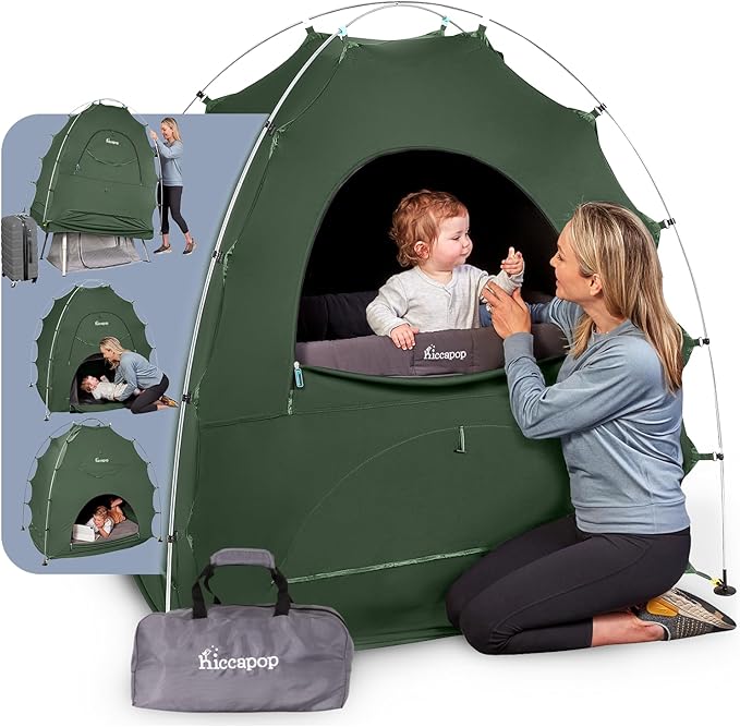 Hiccapop Daydreamer Blackout Tent for Pack and Play, Patented Portable Crib Tent, Blackout Canopy Crib Cover, Sleep Pod for Kids