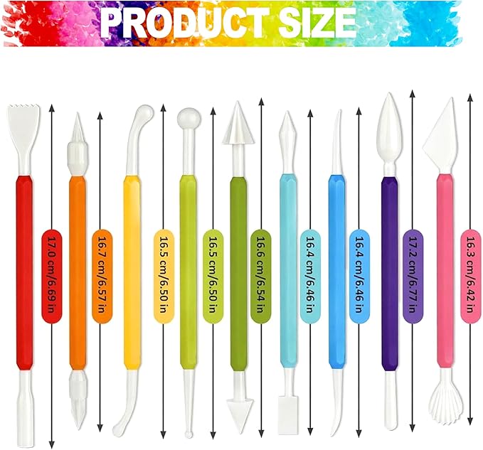 LINPHCEY 9PCS Clay Tools for Kids Air Dry Clay Tool Kit Plastic Clay Sculpting Tools Set for DIY Pottery, Modeling Sculpey Polymer Clay – Safe & Easy Grip for Beginners & Craft Lovers