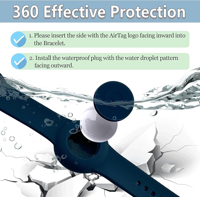 Waterproof Bracelet for AirTag Kids, Personalized Initial Letter Hidden Holder Compatible with Air Tag, Silicone Case for Airtag Adjustable Anti-Lost GPS Tracker for Toddler Child Elder, H