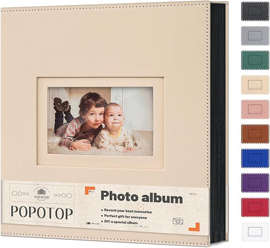 Popotop Photo Album 4x6 500 Pockets with Leather Hardcover Cover, Large Photo Album Binder Book with 50Pcs Pages for Family Travel Wedding Baby Gifts