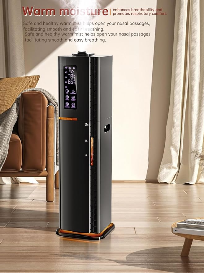 2.64Gal Humidifiers for Bedroom Large Room, Warm and Cool Mist up to 500ft², Top Fill Diffuser Ambient Light, 3 Mist Modes, 24H Timer, 35dB Quiet Humidifier for Home Office Plant