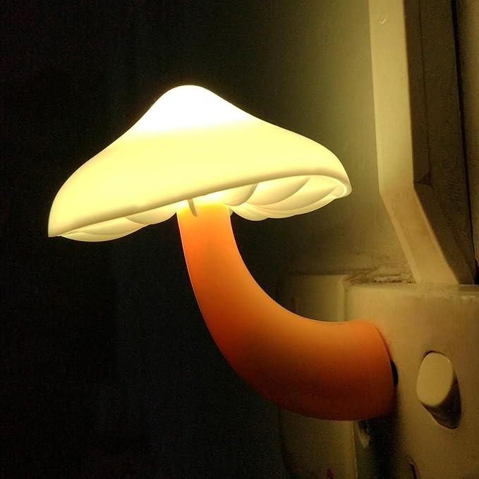 AUSAYE 2 Pack Sensor LED Night Light Plug in NightLight Energy Saving Wall Lamp Mushroom Night Lights for Bedroom, Bathroom,Toilet,Hallway,Kitchen,Kids,Adults Warm White