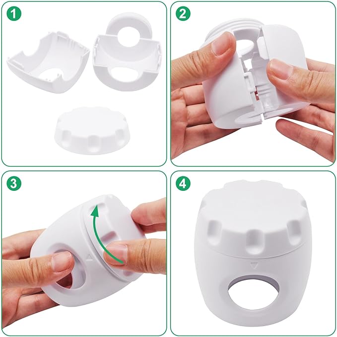 2 Pack Door Knob Safety Cover for Kids, Door Knob Cover, Screw Thread Design, Doors Knobs Child Proof Locks, Reusable and Reliable, for Toddler Baby Safety Doors Handle Covers (White)