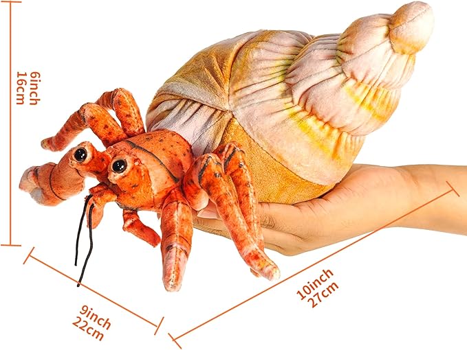 Hermit Crab Plush Toy,Crab Stuffed Animal,Simulated Plush Toy,Soft Stuffed Toy for Adults Birthday for Boys and Girls-10 Inch