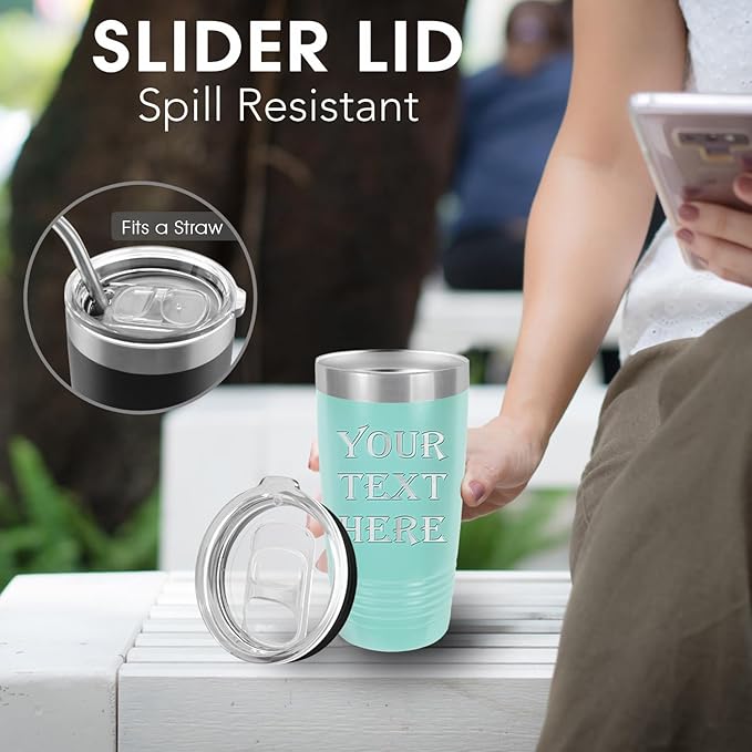 iProductsUS Personalized Tumbler for Women, 20oz Custom Insulated Stainless Steel Cup Engraved Your Name and Designs, Travel Coffee Mug with Lid, Gifts for Mom, Keep Drinks Cold and Hot (Teal)