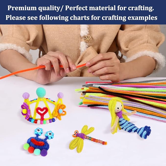 1000 Value Pack Craft Pipe Cleaners 20 Colors (Multi-Colored Chenille)…